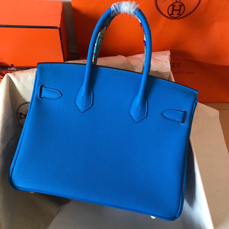 Hermes Birkin 35CM Togo Leather Handbag Blue Paon